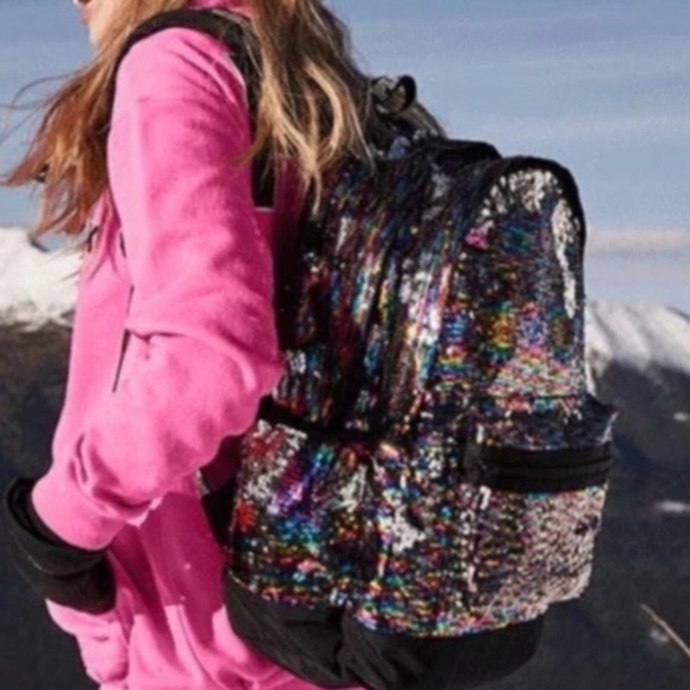 Pink vs Colorful Sequin campus Backpack nwt